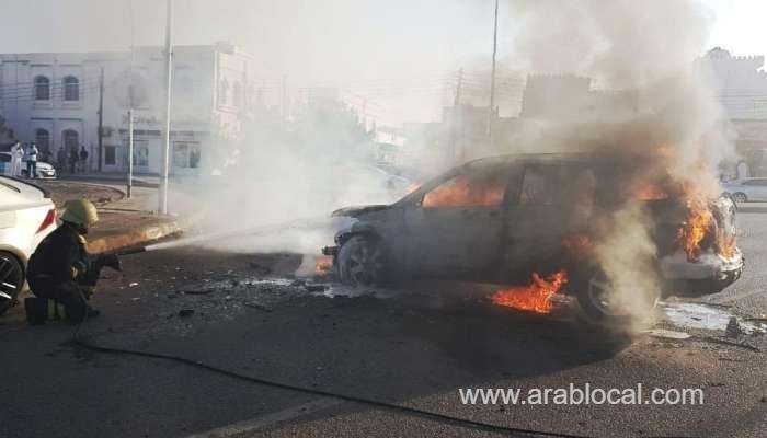 civil-defence-and-ambulance-authority-puts-out-fire-in-a-vehicle_kuwait
