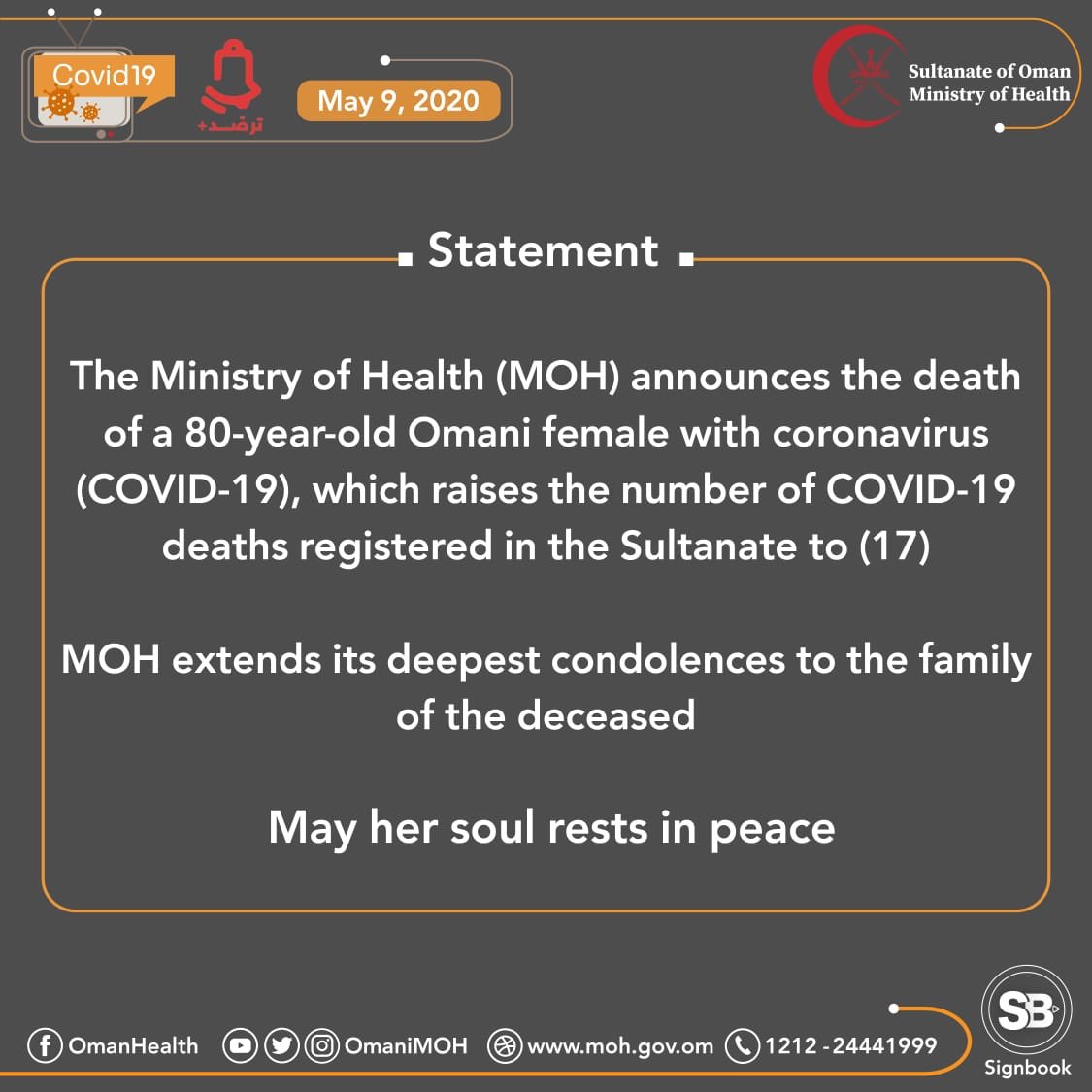 80-years-old Omani female dead with Corona virus